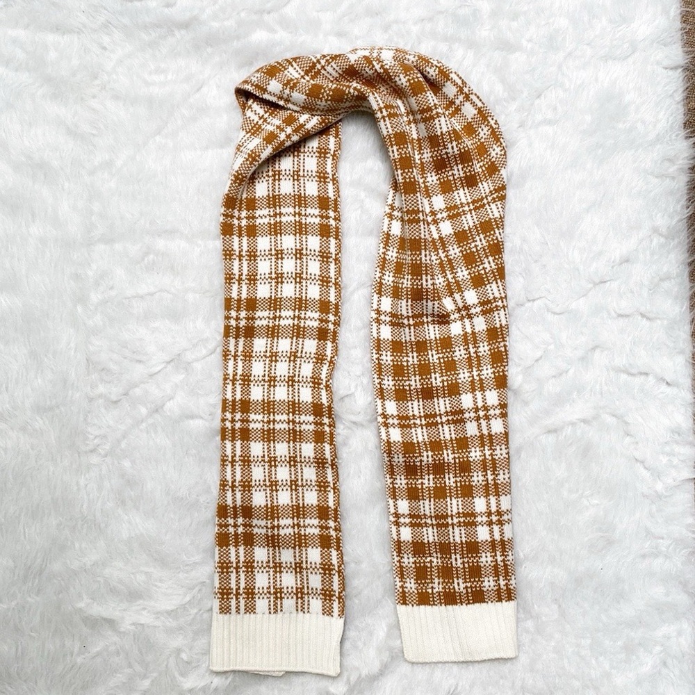 Timberland Tan and White Checkered Scarf